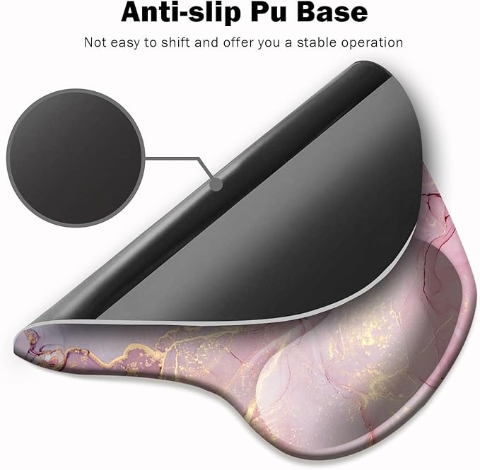 Ergonomic Mouse Pad with Wrist Support and Coaster,Mouse Pads with Non-Slip PU Base for Home Office Working Studying Easy Typing & Pain Relief Cyan Pink Marble