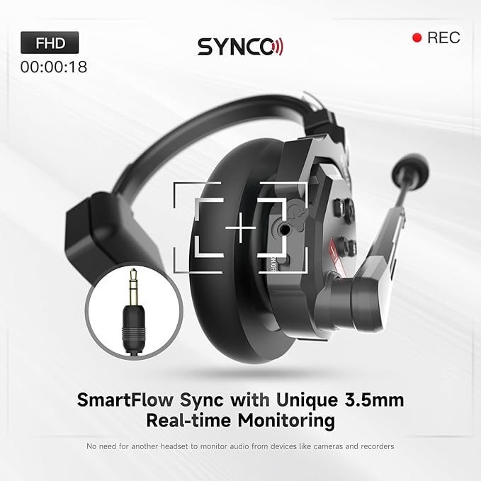 SYNCO XTALK XPro2 Wireless Intercom Headset System with Microphone Communication System Random Master Device,2.4GHz Full Duplex 500 M/1640 FT Real-time Monitoring 24H Working Time Telephone Headsets