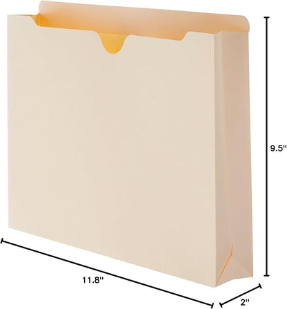 Amazon Basics File Folders Jacket, Reinforced Straight-Cut Tab, 2 Inch Expansion, 50-Pack, Letter Size, Manila