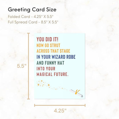 Graduation Card Funny for Him / Her, Congratulations Grad Card for Students Son Daughter, College High School University Greeting Cards (You Did It! Now Go Strut Across That Stage In Your Wizard Robe