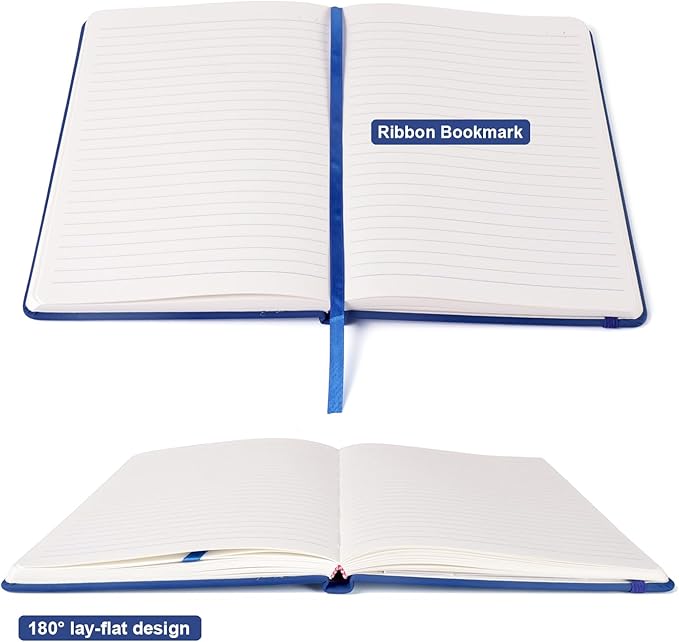 Comix 6 Pack Lined Journal Notebooks for Work, 240 Pages, 5.5"x8.3", Navy Blue, Hardcover, A5 Medium College Ruled, Journaling Notebooks for Notes-Taking, Fits for Office School Home