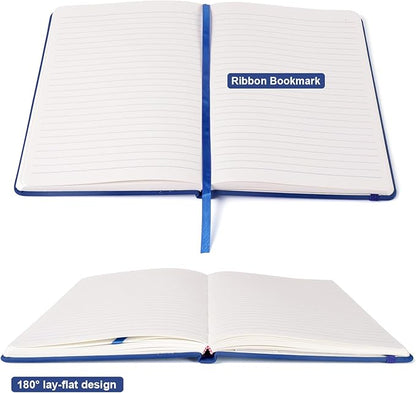 Comix 6 Pack Lined Journal Notebooks for Work, 240 Pages, 5.5"x8.3", Navy Blue, Hardcover, A5 Medium College Ruled, Journaling Notebooks for Notes-Taking, Fits for Office School Home