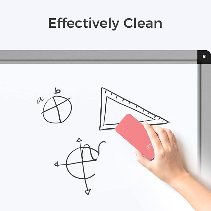 LOUKIN 2 Pack Magnetic Dry Erase Eraser, Whiteboard Eraser, Glass Board Eraser(Pink), 3.4 fl oz Whiteboard Cleaner * 2 Included, for Classroom, Home and Office Use