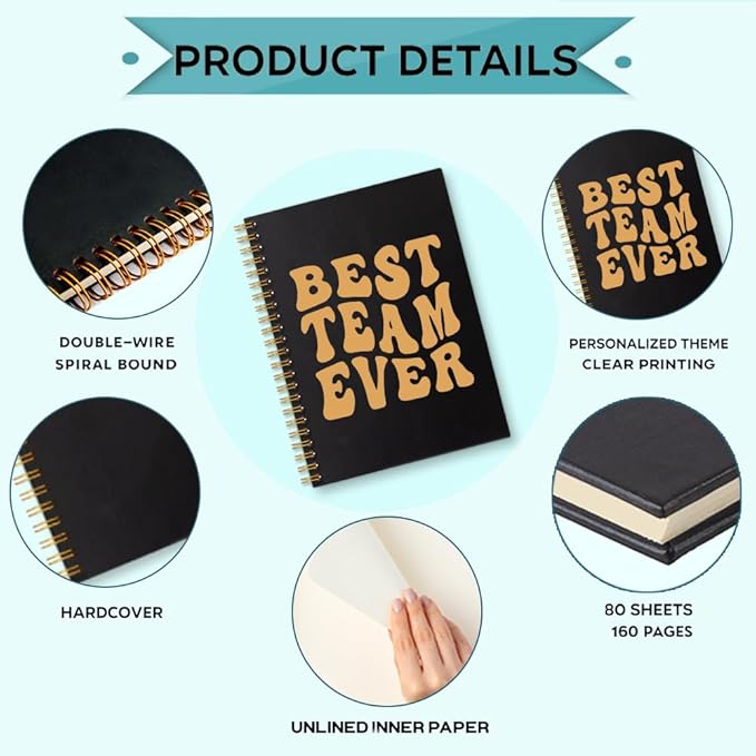 Best Team Ever 160 Blank Pages Spiral Notebook, Team Notebooks for Employees, Teamwork Gifts for Staff Coworkers, Employee Appreciation Gifts, Team Member Gifts for Colleagues