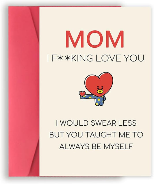Funny Birthday Card for Mom Grandma, Happy Mother Birthday Card Gift from Son Daughter, Naughty Mother's Day Thank You Cards for Mom, Unique Mom Birthday Card Gift