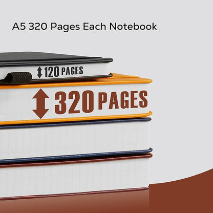 Notebook Journals for Writing Women/Men, 320 Pages Thick Daily Journal Notebooks with 100Gsm Lined Paper, Hardcover Notebook College Ruled for Work School, Faux Leather, A5 (5.7'' X 8.4'') ,