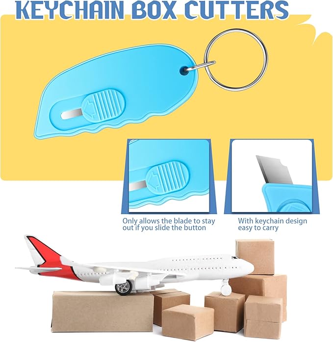 5 Pcs Mini Portable Box Cutter Auto Retractable Blade Pocket Knives Utility Office Letter Opener Small Box Opener for Opening Packages Paper Cutting DIY Crafts, 5 Colors