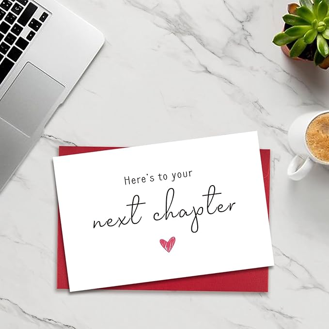 New Chapter Good Luck Card, New Job Card for Colleague, Leaving Work Card for Coworker Friend, Funny Retirement Card, Here's to Your Next Chapter Card