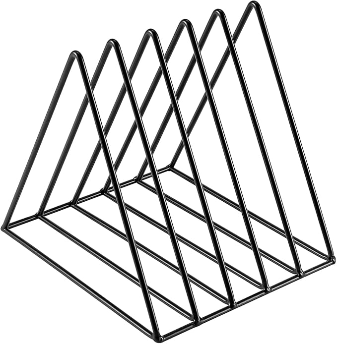 Goiio 1 Pcs Triangle File Holder, 5 Slot Metal Magazine Holder, for Office Home, Black