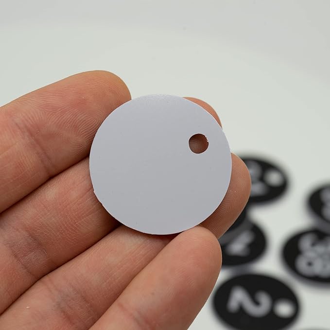 StayMax Plastic ID Number Tags Engraved Without Key Rings (101-200, Black)