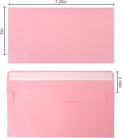 50 Packs 5x7 Envelopes,Pink A7 Envelopes,5x7 Envelopes for Invitations,Envelopes Self Seal for Weddings,Greeting Cards, Mailing, Invitations, Photos, Postcards，Printable Invitation Envelopes