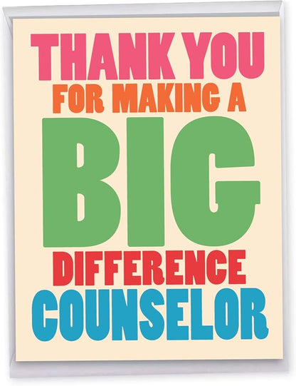 NobleWorks - Extra Large Humorous Thank You Greeting Card From Us 8.5 x 11 Inch with Envelope (1 Pack) Big, Jumbo Big Difference Counselor J8217TYG-US