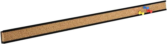 Corksidol Bulletin Bar Strip, Cork Board, 15" x 1", Classroom, Office, Cubicle, Aluminum Frame (Black)