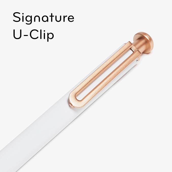 U Brands Monterey Ballpoint Pens, Set of 2, Black and White With Gold Details, Bold (1.0 mm) Point, Black Ink