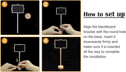 15 Pack Wood Mini Chalkboard Signs (Water-Based Chalk and Replacement Stickers Are Included) Small Rectangle Chalkboards Blackboard for Weddings, Message Board Signs and Special Event Decorations