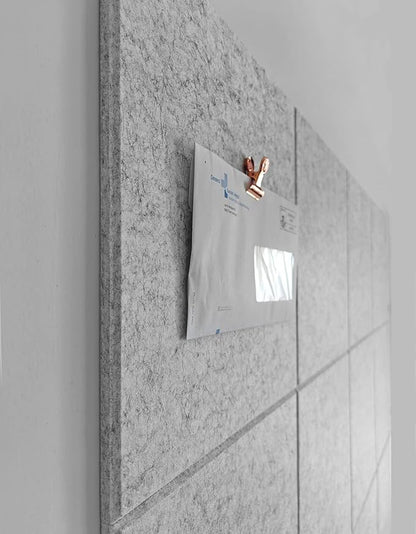Large Cork Board Alternative - 12 Pack Felt Wall Tiles with Safe Removable Adhesive Tabs, Cork Boards for Walls Cork Board for Office Pin Board Tack Board Cork Board 48 x 36 - Silver Gray