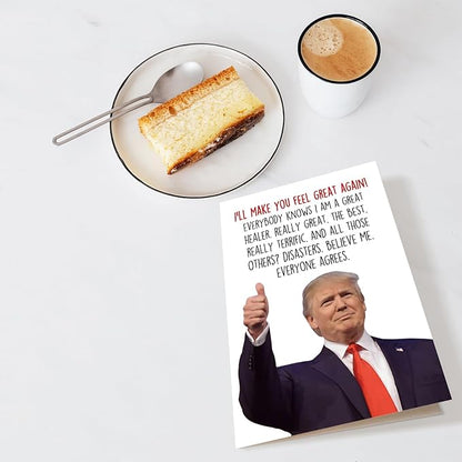 Chenive Trump Get Well Card for Him Her, Funny Donald Trump Get Well Soon Card for Friends, Humorous Speedy Surgery Recovery Card for Men Women, Encouragement Card, Support Card