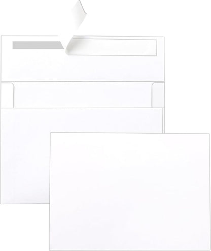 100 Packs White Note Cards and Envelopes 4.25 x 5.5 Heavyweight Flat Cardstock and A2 Envelopes Printable Self Seal for Greeting Cards, Thank You Notes, Baby Showers