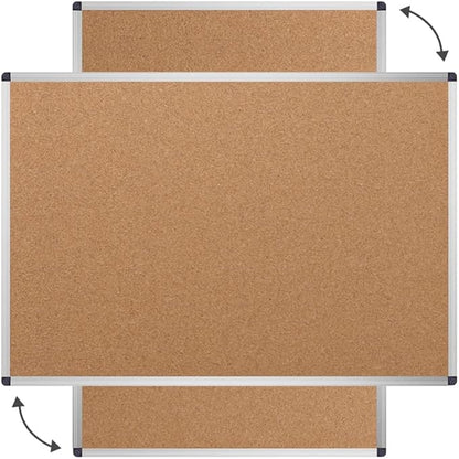 VIZ-PRO Cork Notice Board, 18 X 12 Inches, Cork Bulletin Board with Silver Aluminium Frame