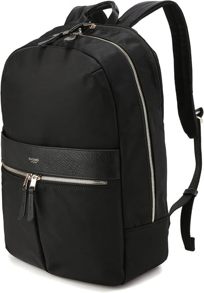 KNOMO Beaufort 15.6" Laptop Backpack Work Bag Purse for Women Large Travel Rucksack with Golden Zip, Black