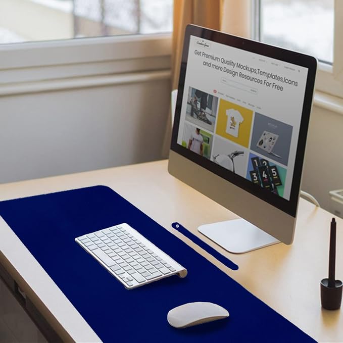 ‎Boutilon Leather Desk Pad 24"x 14" Non-Slip Mouse Pad,Office Desk Mat,Waterprooft PU Leather Desk Blotter,Desk Pad Protector,Desk Writing Pad for Home Office Decor (S-Navy)