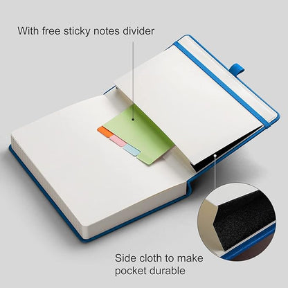 AHGXG Thick Journal Lined Notebook - 320 Numbered Pages A5 Notebook College Ruled Journal for Writing, 100gsm Lined Paper, Leather Hardcover, for Women Men Work Office School, 5.75'' X 8.38''-Blue