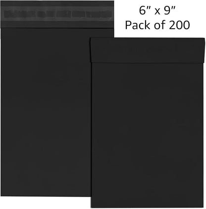 Colored Poly Mailers Pack of: (Black, 6" x 9" pack of 200) Be creative with your packaging with Colored mailers