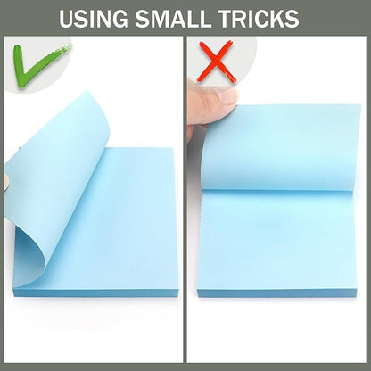 Sticky Notes 3x3 Self-Stick Notes Bright Colors Sticky Notes 4 Pads 100 Sheets/Pad (Light Blue)