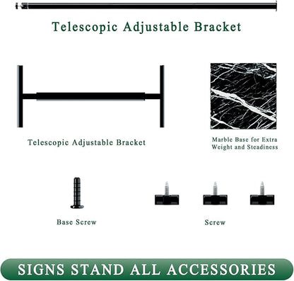 Poster Holder Stand with Marble Base, Floor Standing Sign Holder, Adjustable Height Up to 61.5 Inch, 360°Rotation Display Stand for Indoor & Outdoor Many Occasion