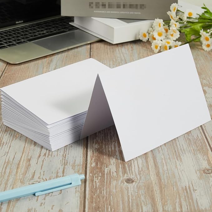 50 Pack Blank Cards Folded Cardstock Thank You Blank Greeting Cards for Invitations, Wedding, Greeting Cards, All Occasion DIY (White, 2x3.5)