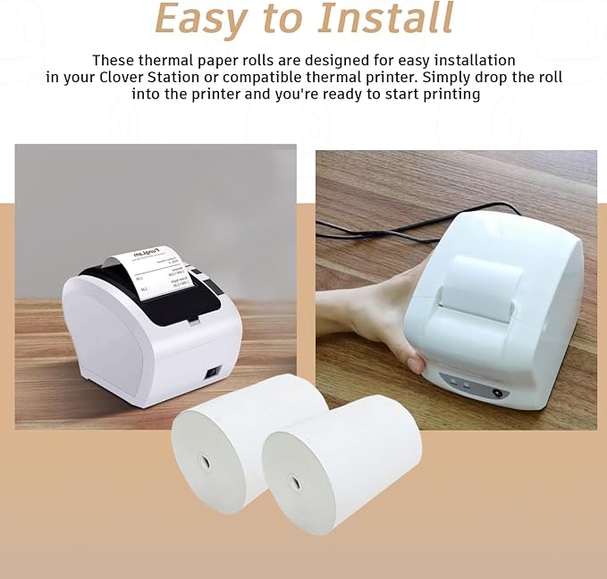 3 1/8 x 190 Thermal Paper Rolls - Large Receipt Roll - Compatible with Clover Stations, P100, P550, SCP700, Square Stations (30 Rolls Per Case)