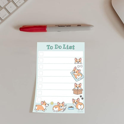 Cute Welsh Corgi Sticky to Do List | Funny Kawaii Corgi Butt Humor Notebook Notepad Note Card | Corgi Lover Gift| 50 Pages 4x6