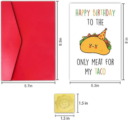 Taco Funny Birthday Card for Husband Boyfriend, Cute Taco Birthday Card for Him Man, Happy Birthday Birthday to the Only Meat for My Taco
