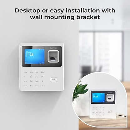 ANVIZ Time Clocks for Employees Small Business - CX2 Fingerprint Biometric Clock in and Out Machine - with Professional Cloud Software (0 Monthly Fee), White