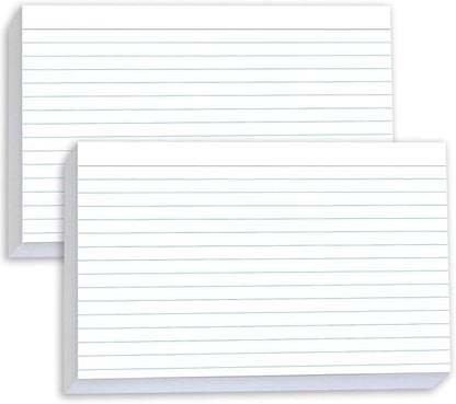 100 Pcs Index Cards 5x8 Ruled - Pinovk Flash Cards for Studying, White Index Cards, File Note Cards, Study Cards, Flash Cards, Study Cards, Lined Index Flashcards for Office and School Supplies