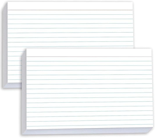 100 Pcs Index Cards 5x8 Ruled - Pinovk Flash Cards for Studying, White Index Cards, File Note Cards, Study Cards, Flash Cards, Study Cards, Lined Index Flashcards for Office and School Supplies