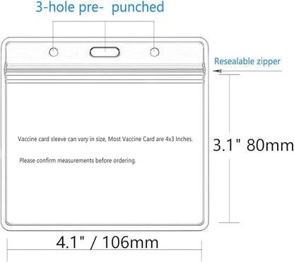 Thick Horizontal ID Card Name Tag Badge Holder with Waterproof Type Resealable Zip (Horizontal 4x3, 10Packs)