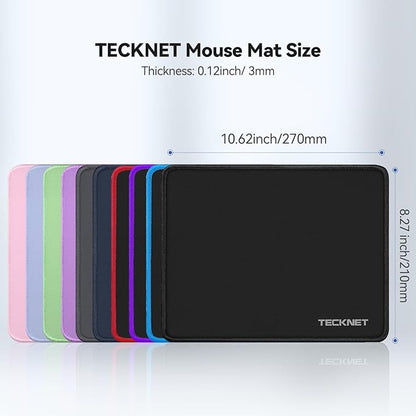 TECKNET Mouse Pad with Anti-fray Stitchin, Waterproof Surface & Non-Slip Rubber Base with Stitched Edges Gaming Mouse Mat for Laptop，Compatible with Laser and Optical Mice - Pink