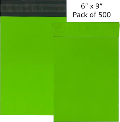 Colored Poly Mailers Pack of: (Green, 6" x 9" pack of 500) Be creative with your packaging with Colored mailers