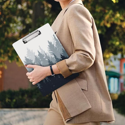 WAVEYU Fashion Cute Clipboard, Decorative Office School Hardboard Wood Nursing Clip Board for Standard A4 Letter Size for Students, Women, Men and Kids, 12.5"x 9", Forest Pattern