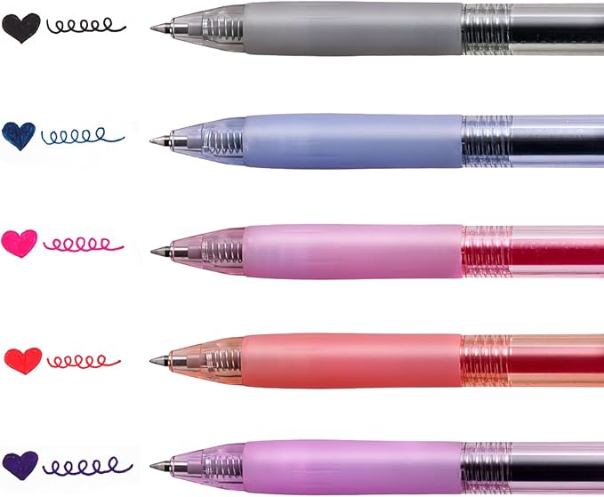 WRITECH Retractable Gel Ink Pens Multi Colored 0.5mm Fine Point Quick Dry Ink Pens For Journaling, Drawing, Doodling, and Notetaking 5ct