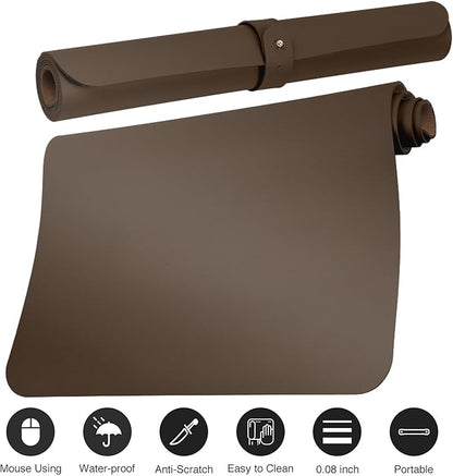 ‎Boutilon Leather Desk Pad 35"x 17" Non-Slip Mouse Pad,Office Desk Mat,Waterprooft PU Leather Desk Blotter,Desk Pad Protector,Desk Writing Pad for Home Office Decor (L-Coffee,35"x 17")
