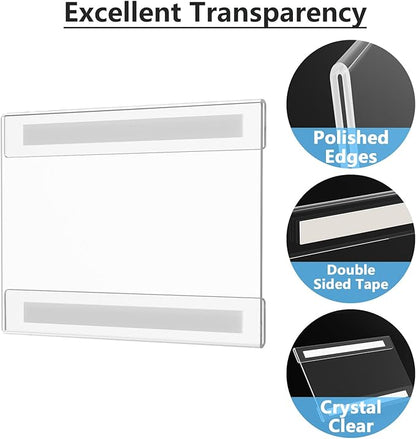 MaxGear Acrylic Sign Holder 4x6, Clear Plastic Wall Mount Sign Holder with Double-Sided Tape, Acrylic Picture Frame Flyer Paper Document Holder Acrylic Wall Frame for Home, Office, Restaurant, 6 Pack