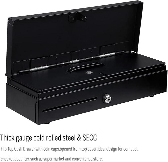 HONEY BEAR Flip-top Cash Drawer with 8 Coins & 6 Bills for POS System Receipt/Thermal Printer,with RJ11 Interface 12V/24V