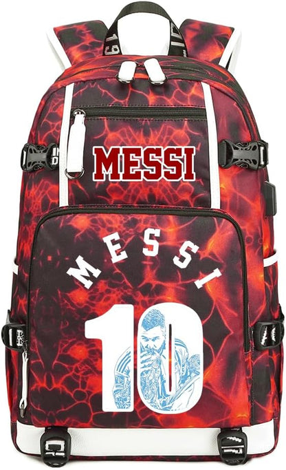 Soccer Superstar M-essi-10 Multifunctional Laptop Backpack Teenage Travel Backpack Fans Schoolbag (E)