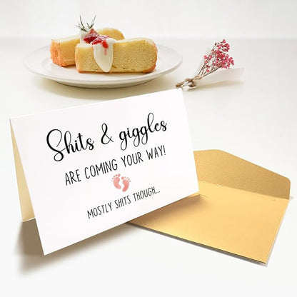 Funny Baby Shower Card for New Parents, New Baby Card for New Dad New Mom, Pregnancy Congratulations Card for Couple, Shits & Giggles Are Coming Your Way