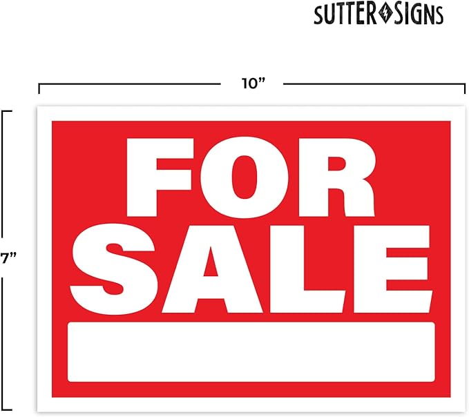 For Sale Signs for Vehicles Sticker 2pcs | Self Stick On For Sale Sign for Car Window, Business, Owner | Outdoor Weatherproof Vinyl Sticker Signs, 10" x 7"