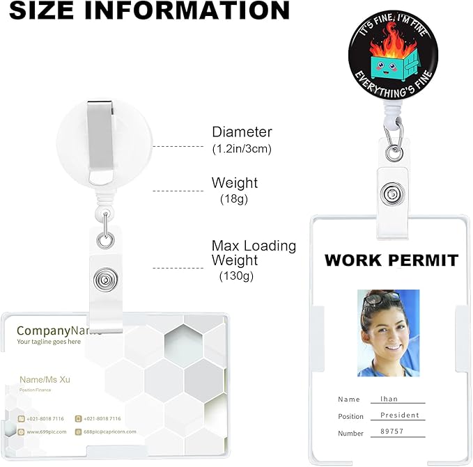 Fire Dumpster Badge Reels Holder Retractable with ID Clip for Nurse Name Tag Card Nursing for Doctor Teacher Student Employee Office Medical Work