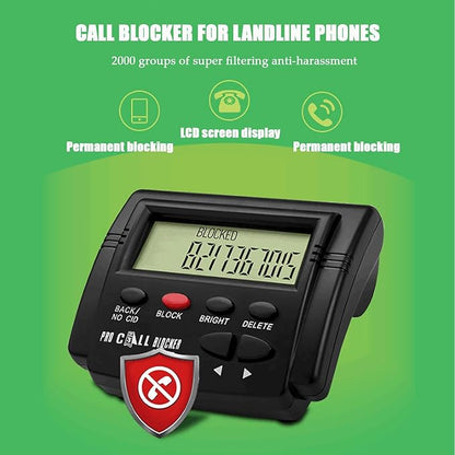 Call Blocker for Landline Phones,2000 Groups Large Capacity Prevent Harassment Caller ID Box,Home Phone Auto Call Block with LCD Display,Scam Call Blocker for Home Phones,for Answering Machine