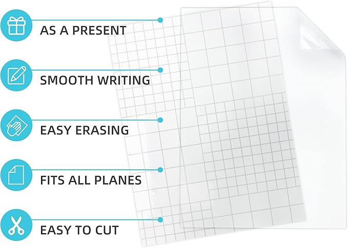 Clear Dry Erase Board Paper-Whiteboard for Fridge-Clear Contact Paper Sheets for Wall-Adhesive Dry Erase Board Sticker for Desk/Refrigerator/Office/Classroom/Wallpaper(8.27''X11.69''X2 Pcs)